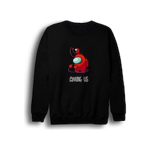 Among Us Oyun Baskılı Bisiklet Yaka Sweatshirt Siyah