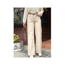 Woddi Zofya Den Krem Yüksek Bel Palazzo Jeans,likralı Bol Paça Wide Leg Kot Pantolondk-5