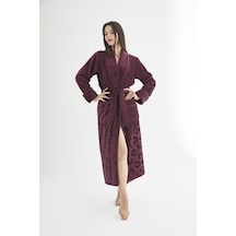 Şalyaka Jakarlı %100 Cotton Bayan Bornozu Bordo