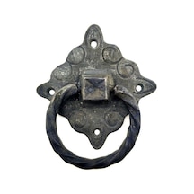 Antika Tarz Dekoratif Pirinç Mobilya Kulbu, Kapı Kilit Halkası - 94x97 Mm, Büyük, Oksit