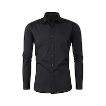 Erkek Slim Fitt Uzun Kol Likralı Gömlek 2392 Bgl-st04380 Siyah