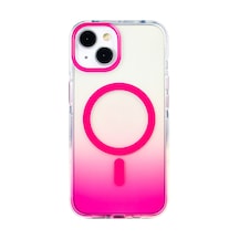 Zore İphone 14 Kılıf M-safe Şarj Özellikli Transparan Renk Geçişli Ogaa Toros Kapak - Rose Pembe