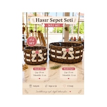 Hasır Sepet Seti 2 Li Dekoratif Hediyelik
