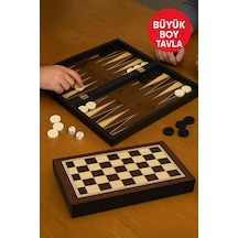 Platin Kaplama Büyük Boy Tavla Tavla & Dama 2 Si 1 Arada, Çizilmez Yüzey Set