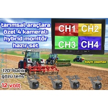 7'' Ekran + 4 Ad 170'' Geniş Açılı Kamera Seti Kayıt Yapmaz 12 V