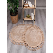 My Evilla Modern Simirna Dekoratif Peluş Oval Ponpon Saçaklı Klozet Takımı 001