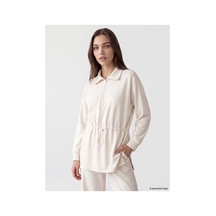 LC Waikiki Alıta Cıty Farkıyla Lcw Modest Bej İnterlok Düz Oversize Kadın Sweatshirt Tunik Bej - 924121768 Bej