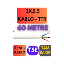 Öznur 3x2,5 Ttr Kablo Metre Seçenekli Beyaz - 60 Metre