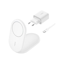 Boostcharge Qi2 Cihazları İçin Şarj Soketi Katlanabilir Şarj Cihazı, Magsafe Uyumlu, 15 W, İphone 16, 15, 14, 13, Standy Modlu Şarj Cihazı, Beyaz Çok Renkli