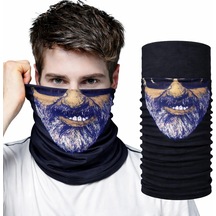 Fredomm Sakallı Yüz Desenli Baf Buff Çok Amaçlı Boyunluk Maske 1 No Siyah
