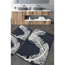 Alisan Banyo Halısı Djt 3 Lü Set Banyo Halısı Paspas Yıkanabilir Kaymaz Çok Renkli