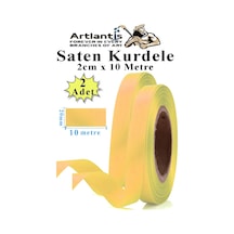Açık Sarı Kurdele Saten 2 Cm 10 Metre 2 Adet Saten Kurdela Parlak Hediye Ve Süsleme Şeridi Süs Paketleme Çiçek Saç El