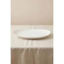 Ceyda Altın Kenarlı Porselen Kayık Tabak 30 Cm Ekru