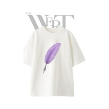 Thewert Quill Pen Tasarım Baskılı Ünisex Beyaz Oversize T-shirt