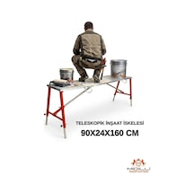 Alüminyum Gövdeli Çelik Ayaklı Teleskopik Katlanır İnşaat İskelesi - 400 Kg Taşıma Kapasitesi 90x24x160