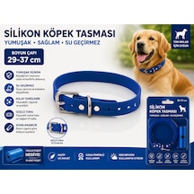 Silikon Köpek Boyun Tasması 29-37 Cm Su Geçirmez Ayarlanabilir Metal Tokalı - Mavi Çok Renkli