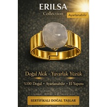 Sertifikalı Doğal Akik Yüzük Doğal Taş Yüzük Ayarlanabilir El Yap Çok Renkli