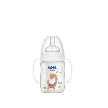 Wee Baby Klasik Plus Geniş Ağızlı Kulplu Pp Biberon 150 Ml Beyaz Dinozor