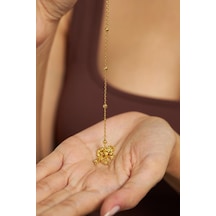 Roza Silver Gold Renk Dorika İtalyan Gümüş Kolye Rn10219