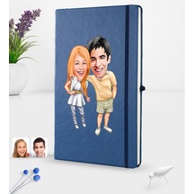 Kişiye Özel Sevgililer Karikatürlü Karikatürlü Lacivert Termo Der N11.2919