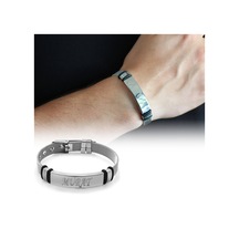 Tesbihane Kişiye Özel İsim Yazılı Silver Çelik Erkek Hasır Bileklik