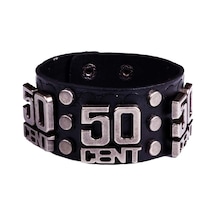 Tblk01142 50 Kuruş Yazılı Deri Çıtçıtlı Unisex Bileklik 1101-1200 Çok Renkli