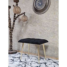 Zafir Gold Sivriltme Ayaklı 60 Cm Puf Bench - Puf - Bench - Oturak - Mutfak Oturağı - Antre Oturağı Siyah