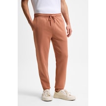 Grımelange OLSEN Erkek Beli Lastikli Kordonlu Yanları Cepli Arkada Süs Fletolu Relaxed Fit Kiremit Rengi Eşofma