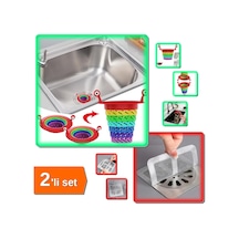 Gökkuşağı Mutfak Lavabo Kademeli Atık Filtresi + 10 Adet Yapışkanlı Gider Koruyucu - 2li Set L2b5l9 Diğer