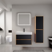 Denko Forever 80 Cm Antrasit Banyo Dolabı Takımı Ve Boy Dolabı Antrasit