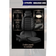Citron Berlingo 2006 Uyumlu Siyah Renk Premium Lüks 2 Adet Minder Ve Yastık