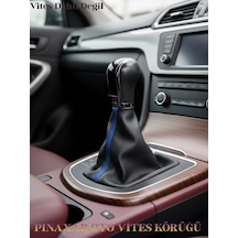 Toyota Starlet Siyah Deri Prime Tasarım Mavi Şerit Spor Dikiş Vites Körüğü