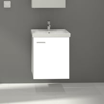 Denko Terra 50 Cm Mdf Beyaz Banyo Dolabı Alt Modül Ve Lavabo Beyaz