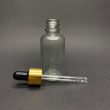 50ml Şeffaf, Cam Şişe, 24 Adet, Cam Damlalıklı, Ecza Şişesi, Propolis Şişesi, Gold Kapak Siyah Emzik Diğer
