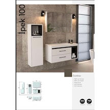 Evros İpek 100 Cm Banyo Dolabı Boy Dolabı Dahil Beyaz