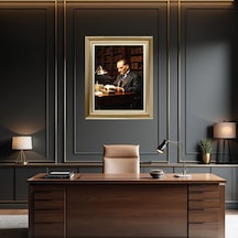 Çerçeveli Deri Atatürk Tablosu 32 Çerçeveli Tablo 87x117 Cm Diğer