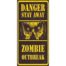 dikkat zombi (10 CM X 20 CM) mini retro ahşap poster