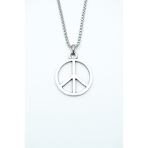 Peace Barış İşareti Örme Zincir Kolye Gümüş