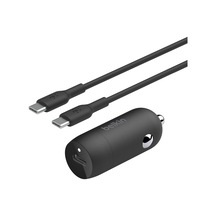 Boostcharge 30w Hızlı Araç Şarj Cihazı, Usb-c Güç Dağıtım Portlu Kompakt Tasarım, Usb-c - Usb-c Kablosu Dahil, İphone 16, 15, Galaxy S23, Note Ve Daha Fazlası İçin Evrensel Uyumluluk - Siyah