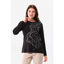 Sistas Kadın Desenli Bisiklet Yaka Uzun Kollu Bluz 23636 Siyah Sistas Kadın Desenli Bisiklet Yaka Uzun Kollu Bluz 23636 Siyah