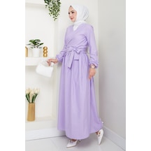 Bestenur Bağlamalı Bluz Etek İkili Takım 1465 - Lila Lila