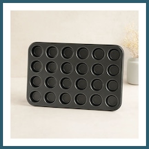 Bezos 24 Gözlü Metal Muffin Kek Kalıbı Siyah Ob