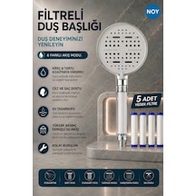 Duş Başlığı Seti Filtreli Duş Başlığı 6 Fonksiyonlu 5 Yedek Filtre Hediyeli Premium Serisi Metalik