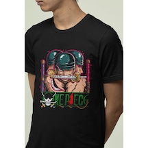 Anime One Piece Zoro Ön - Arka Baskılı Tişört