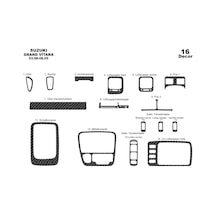 Suzuki Grand Vitara 4x4 Konsol-torpido Kaplama 1998-2005 16 Parça Karbon