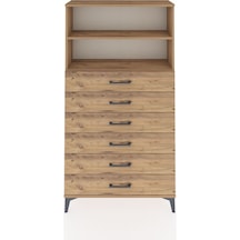 Arges Dolap 2 Raflı 6 Çekmeceli 88x30x163 Çam-çam Çam