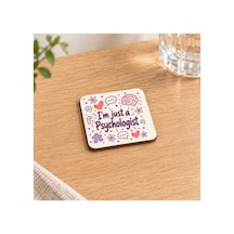 Psikolog Baskılı 9x9 Cm Kare Mdf Bardak Altlığı - Psikoloğa Hediye Ahşap Çok Renkli