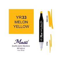 Çift Uçlu Marker Grafik Çizim Kalemi 33 Kavun Sarı