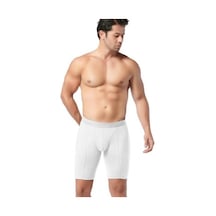 Gümüş Erkek Likralı Uzun Boxer 4074 Beyaz