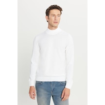 AC&Co / Altınyıldız Classics Altinyildiz Classics Erkek Ekru Standart Fit Normal Kesim Yarım Balıkçı Yaka Triko 4A4923100005EKRXXL Ekru